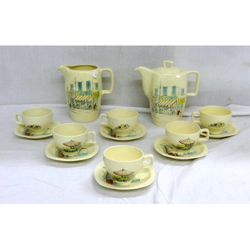 247 - Part Midwinter Riviera Pattern Dinner Service by Hugh Casson: 2 covered vegetable dishes, 14 oval pl... 