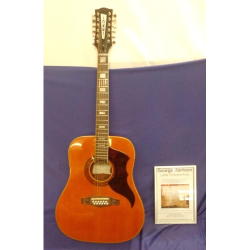 211 - Eko Model Ranger 12 String Spanish Guitar with genuine signature of The Beatles George Harrison to i... 