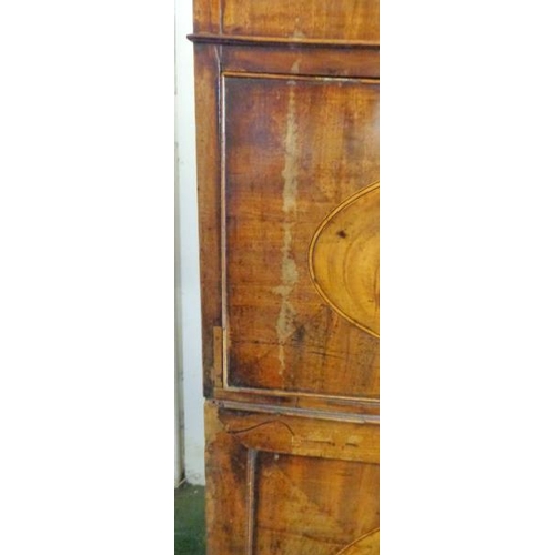 26 - C17th Oak Side Cabinet, 2 pairs panelled doors with ebony inlay, long top drawer with geometric moul... 