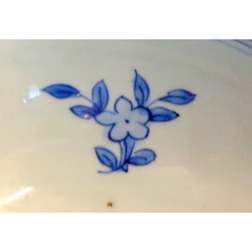 272 - Large Late C18th/Early C19th Chinese Blue & White Dished Bowl decorated with deer grazing in parklan... 