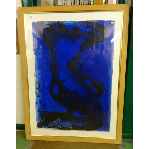 198 - Large M/F/g Watercolour by Nimi Furtado 'Black Nude on Blue'