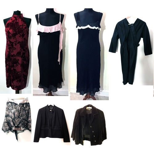 503 - Ladies Vintage & Modern Clothing incl. Petite Dress Co. of Mayfair Black Velvet jacket & skirt, M&S ... 