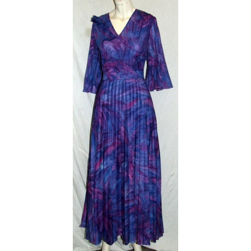 514 - Ladies Vintage 70s Dresses incl. pink/purple labelled CH Modell, black floral cotton labelled size 4... 