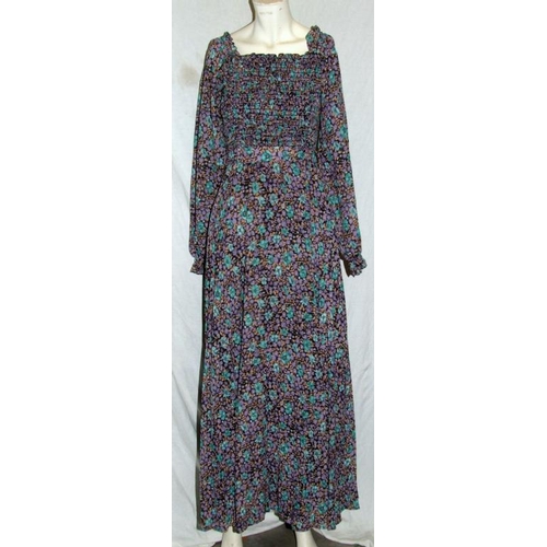 514 - Ladies Vintage 70s Dresses incl. pink/purple labelled CH Modell, black floral cotton labelled size 4... 