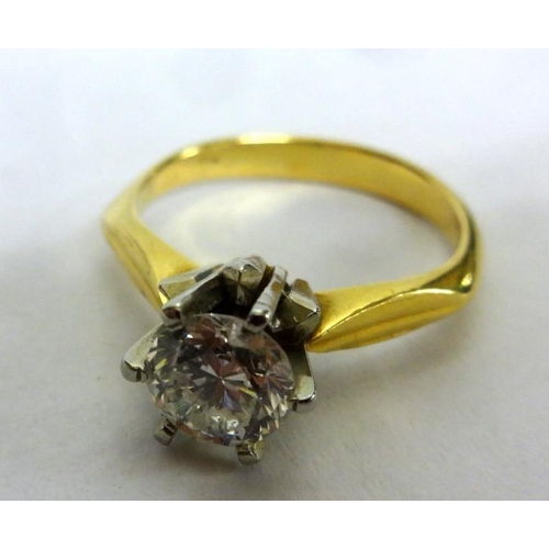 207 - Ladies 18ct Yellow Gold Diamond Solitaire Ring approx. .95 carat, circa 1973, size O