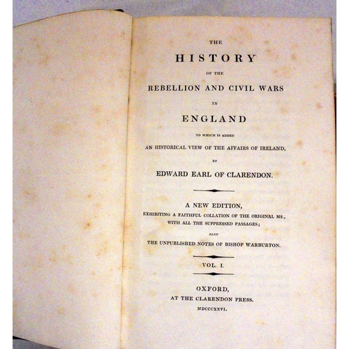 230 - 8 Volumes History of The Rebellion & Civil Wars In England by Edward Earl of Clarendon, Oxford Press... 