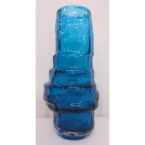 225 - Whitefriars Hooped Ring Vase, Kingfisher Blue, pattern no. 9680 by Geoffrey Baxter