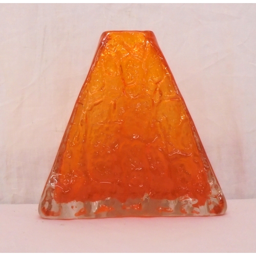 226 - Whitefriars Tangerine Pyramid Vase pattern no. 9674 by Geoffrey Baxter