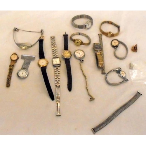 414 - Ladies Wristwatches, bracelets, movements etc. (all requiring attention)