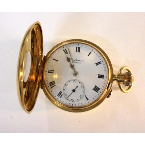 217 - Gents 18ct Benson Half Hunter Pocket Watch, top wind, full working condition, in original box