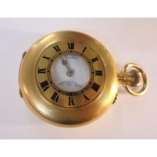 217 - Gents 18ct Benson Half Hunter Pocket Watch, top wind, full working condition, in original box