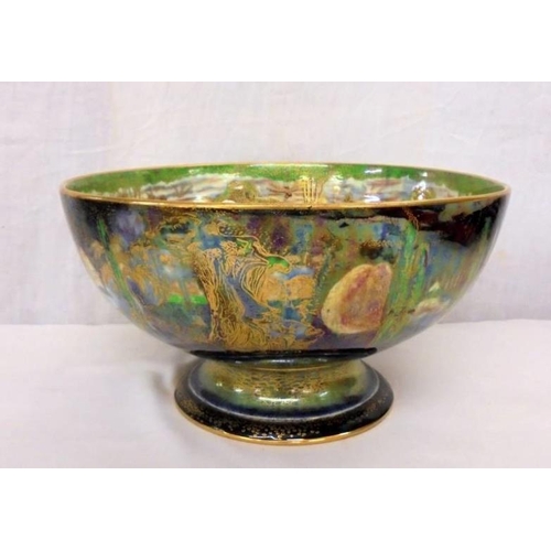 262 - Large Wedgwood Fairyland Lustre Bowl No. Z4968, base set with cherub admiring itself in mirror with ... 