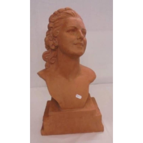 300 - Large Pottery Bust Female with long hair, signed D. Chiparus with further signatures to rear, on sta... 