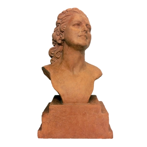 300 - Large Pottery Bust Female with long hair, signed D. Chiparus with further signatures to rear, on sta... 