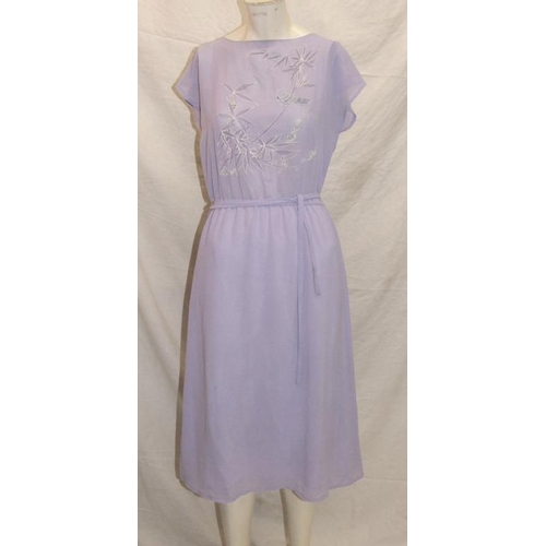 517 - Ladies Vintage Dresses incl. Sora Couture, lilac crepe with bamboo design, Richard Shops, Calle Prud... 