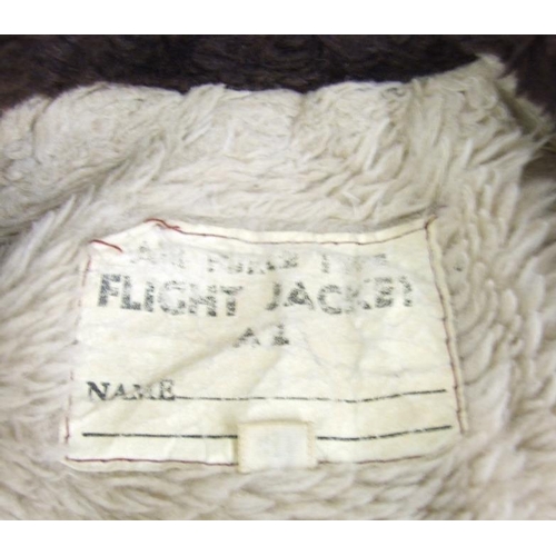 525 - Mens Brown Leather Bomber Style Jacket labelled Air Force Flight Jacket A2, size 36