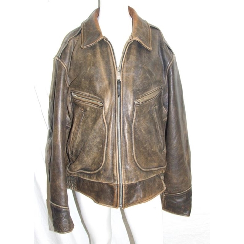 527 - WRV Chevignon Brown Leather Jacket size XL & Armani Jeans Brown Wool Coat size 44 (2)