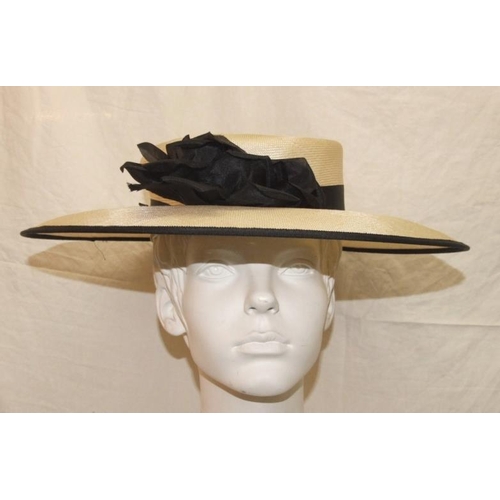 529 - Vintage Hats incl. Right Impressions Cream Sisal Formal Hat, Eastex Taupe Rami Hat, Black Velvet 40s... 