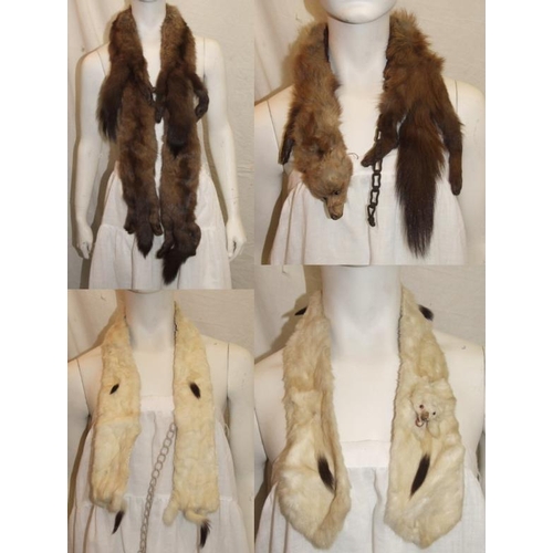 531 - 4 Pelt Mink Stole with tails & feet, Single Pelt Mink Stole with head, tail & feet & 2 Ermine Stoles... 