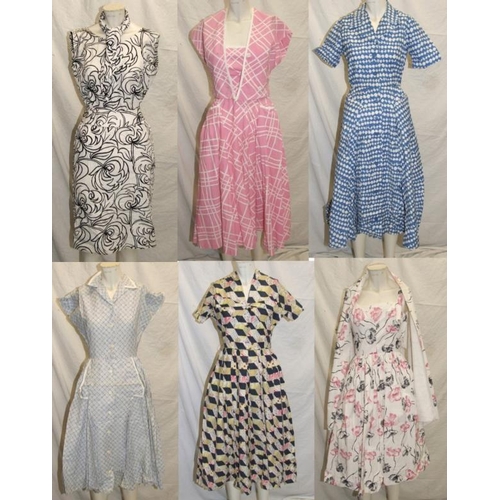 545 - Ladies Vintage Dresses incl. Horrockses black/white dress with matching belt & scarf, Horrockses whi... 