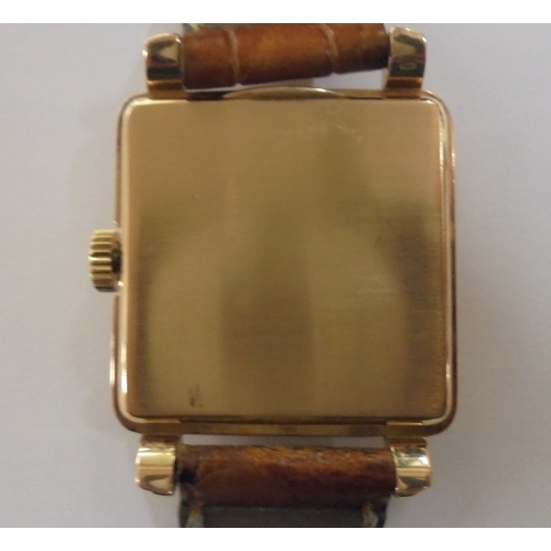 261 - 18ct Gold Patek Philipe Gents Wristwatch, square dial with baton markers, secondary seconds hand, go... 