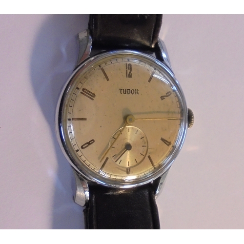 295 - Gents Tudor Wristwatch with champagne dial, gold alternating baton & Arabic numerals, secondary seco... 