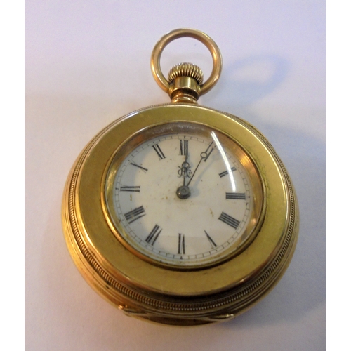 216 - American Clock Watch Co. Waltham 18ct Gold Cased Pocket Watch, top wind, white enamelled dial with R... 