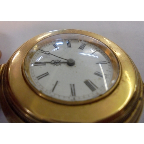 216 - American Clock Watch Co. Waltham 18ct Gold Cased Pocket Watch, top wind, white enamelled dial with R... 