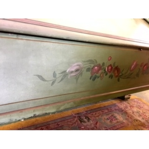 326 - Mid C19th Waldberg Berlin Grand Piano with green & floral painted case on tapered faceted supports