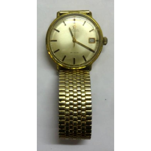 427 - Gents 9ct Gold Plated Omega De Ville Automatic with sweep seconds hand, silvered dial, baton markers... 