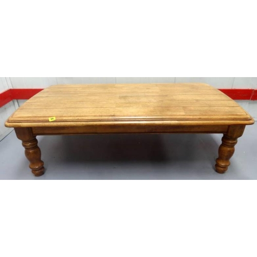 56 - Hardwood Bow Ended Rectangular Coffee Table on turned supports