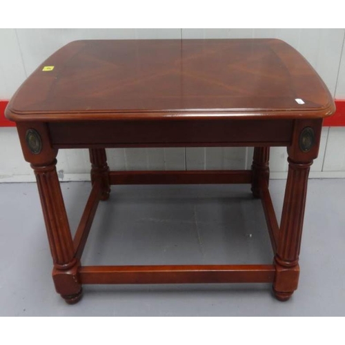 47 - Mahogany Lamp Table with quarter veneered top, fluted & turned columns