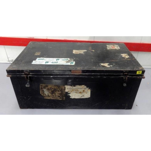 10 - Black Painted Metal Travel Trunk