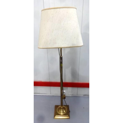 27 - Lacquered Brass Standard Lamp on square section base with cream shade