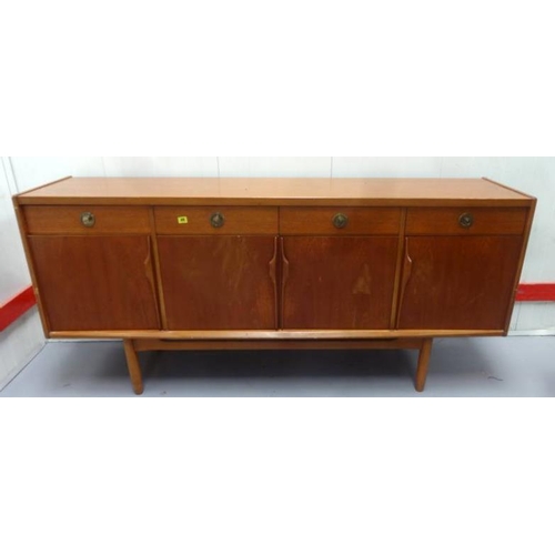 49 - 1960s 4 Door Teak Sideboard on flat section tapering supports