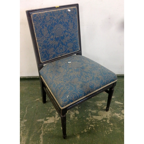 66 - Continental Style Side Chair on fluted & turned bun supports with overstuffed seat & panelled back w... 