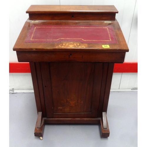 107 - C19th Walnut Writing Davenport with flip-top stationery cupboard, tooled leather inset writing surfa... 