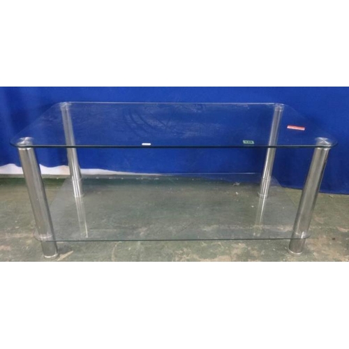 139 - 2 Tier Glass & Chrome Coffee Table MATCHING PREVIOUS LOT