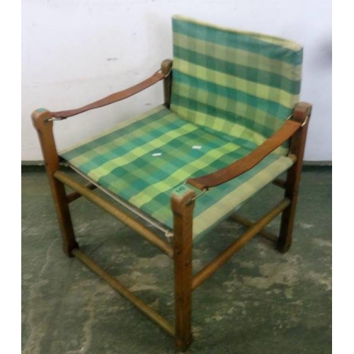 143 - Wood & Leather Canvas Seated Conservatory Chair