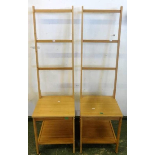 149 - Pair Blonde Wood Bath Towel/Chair Units, tables with under tier & frames above (2)