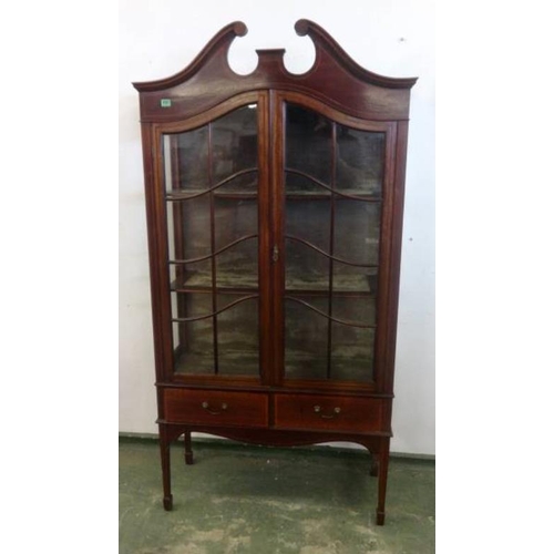 157 - Edwardian Mahogany Tall Standing 2 Door Display Cabinet on square tapering spade footed supports, 2 ... 