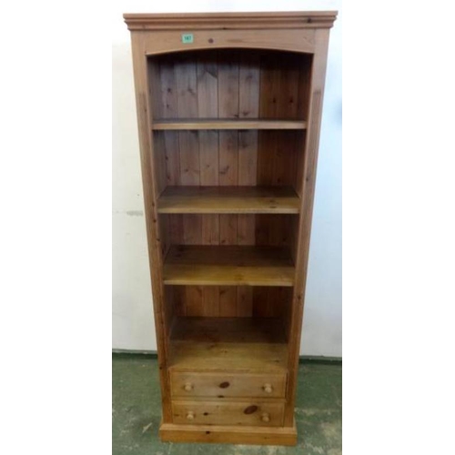 167 - Tall Open Shelving Unit with 2 doors under, on plinth base with bun supports, reeded stiles, adjusta... 