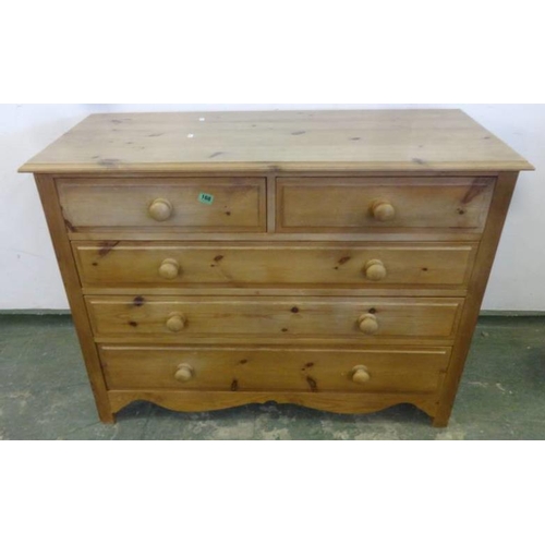 168 - Pine Chest of 2 Short & 3 Long Drawers on shaped apron base