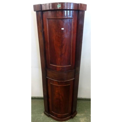 179 - Pair Mahogany Credenza Bow Ends converted to standing corner unit
