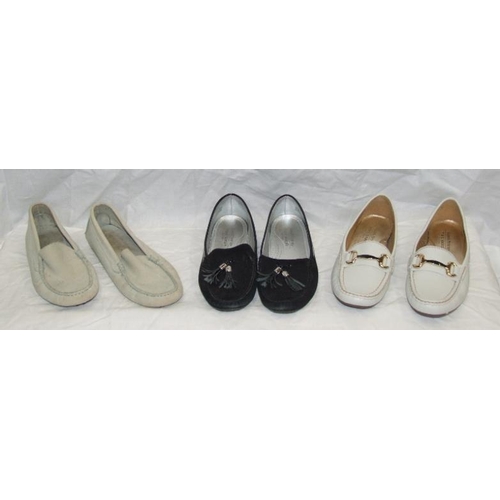 533 - Ladies Shoes Size 6: Russell & Bromley black suede loafers, Boden taupe loafers, Russell & Bromley M... 