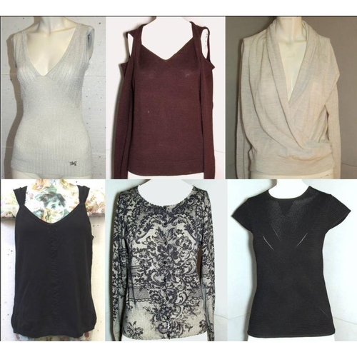 540 - Ladies Knitwear: Monsoon black lace effect cardigan, All Saints beige jumper, Karen Millen black cap... 