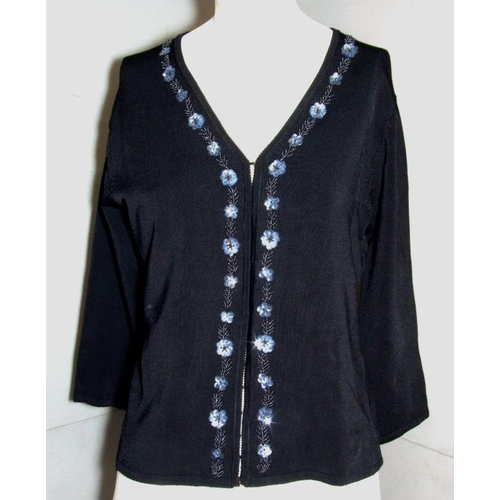 541 - Ladies Knitwear: Whistles silver cardigan, Press & Bastyan black cardigan with sequin flower detail,... 