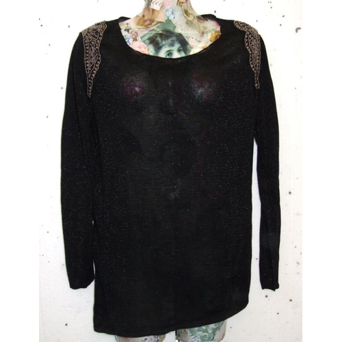 541 - Ladies Knitwear: Whistles silver cardigan, Press & Bastyan black cardigan with sequin flower detail,... 