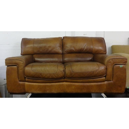 112 - Tan Leather 3 Seater Sofa (MATCHING PREVIOUS LOT)