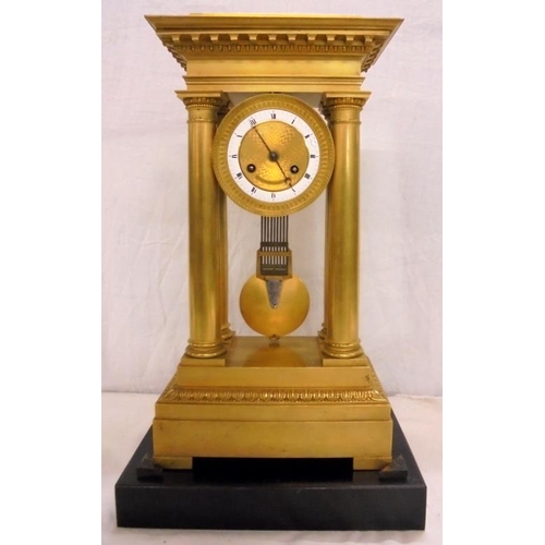 152 - Fine Mid C19th French Gilt Pillar Clock with 8 day 2-train movement striking on half hour, engine tu... 